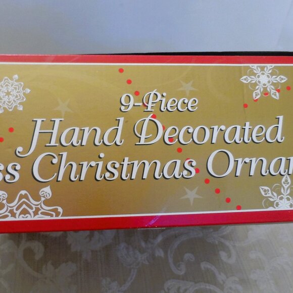 Christmas Glass Ornaments Hand Decorated Set (9 piece)- NEW - Picture 6 of 15